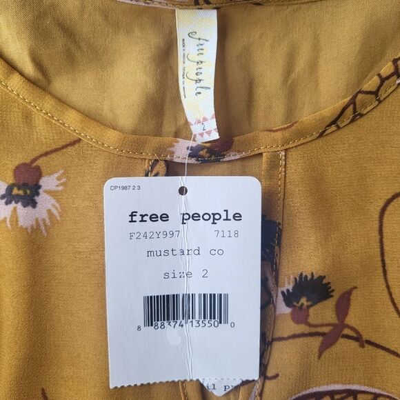 NWT Free People Mustard Yellow Bonnie Butterfly Keyhole Boho Midi Dress 2 - Picture 11 of 11